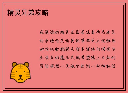 精灵兄弟攻略